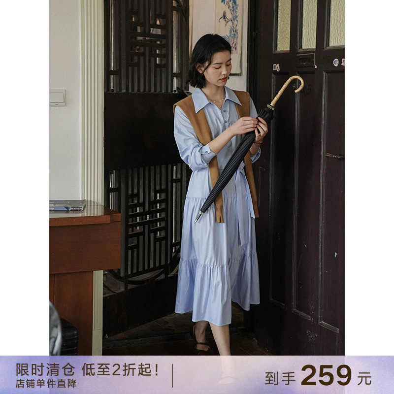 popchrio法式别致衬衫连衣裙图片