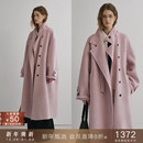 毛呢外套 popchrio立翻领骆驼绒双面呢羊毛大衣中长款 明星同款