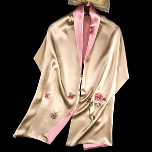 苏州苏绣丝巾妈妈款礼盒包装真丝围巾夏季婚礼旗袍小披肩外搭高端