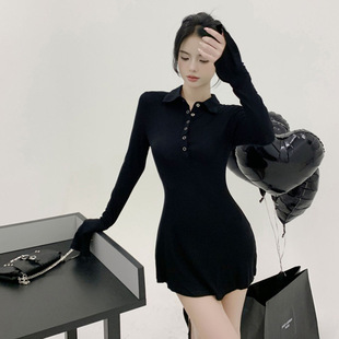 连衣裙2024秋冬季 女装 韩版 设计感修身 气质辣妹性感低胸显瘦包臀裙