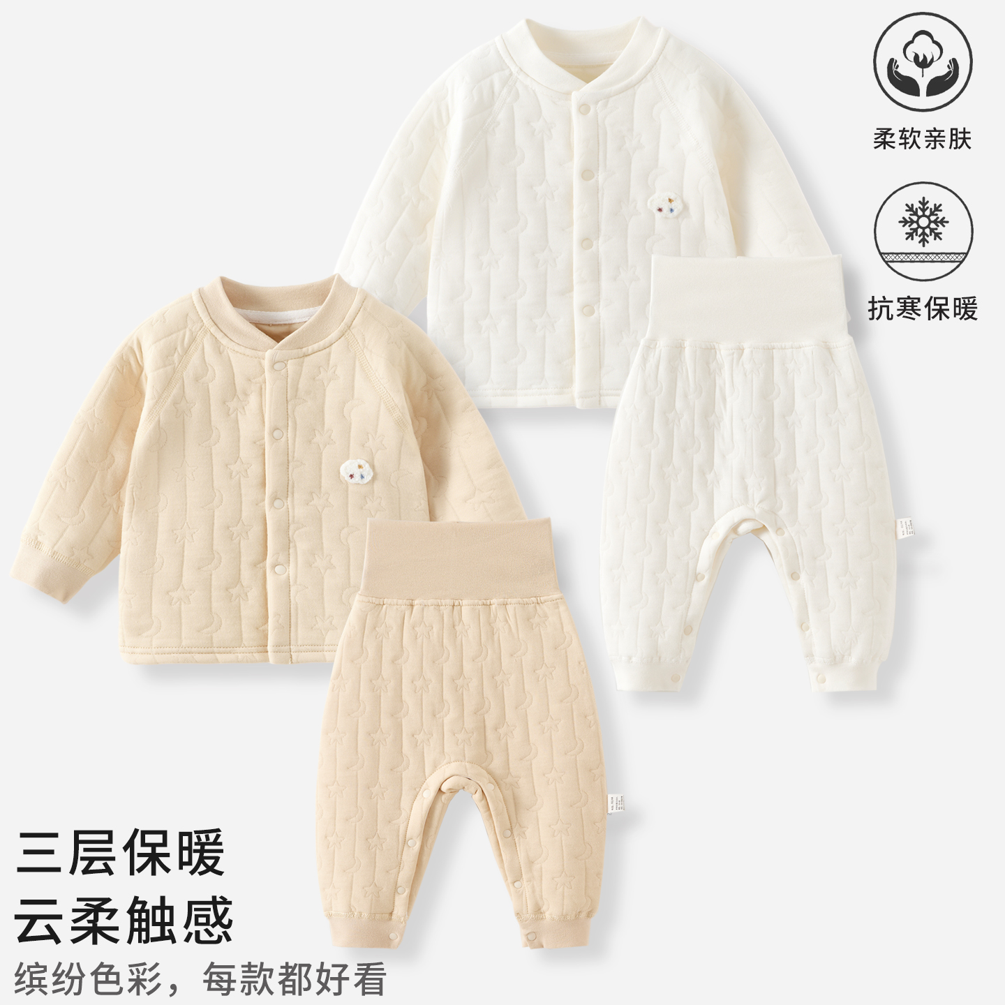 婴儿套装保暖秋冬季衣服儿童套装男女宝宝纯棉婴儿外套上衣裤子
