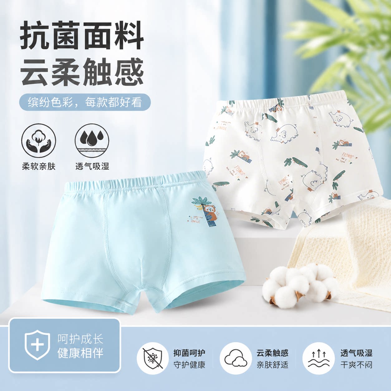 儿童内裤男童纯棉宝宝婴儿男孩小童四角平角小孩中大童短裤四季款