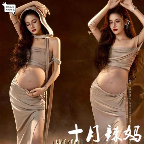 影楼废土风孕妈妈挡风沙百搭连帽两件套小众设计孕妈写真性感套装