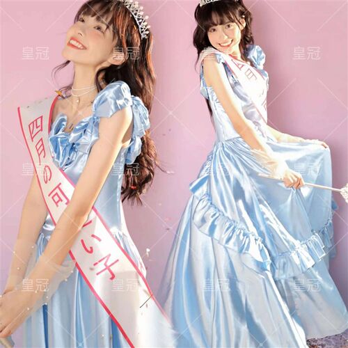 昭和时代复古婚纱洋装日系绶带公主风生日艺术照少女写真服装
