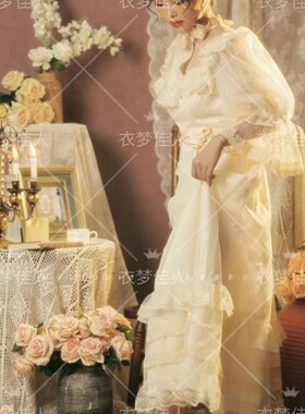 复古轻婚纱照相馆新款法式少女油画风超仙洋装个人艺术照主题服装