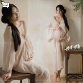 影楼孕妇主题新款 连衣裙艺术拍照摄影 复古冷淡高级禅意压皱新中式