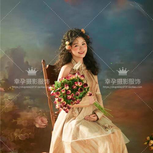 影楼主题孕妇照服装新款法式油画纯欲风复古孕妈咪摄影艺术照服装