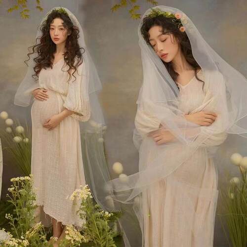 孕妇照服装影楼新款优雅新中式抹胸裙大肚孕妈写真艺术照摄影孕妇