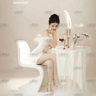 影楼写真抹胸裙新款 财阀千金名媛氛围生日主题个人写真艺术照服装