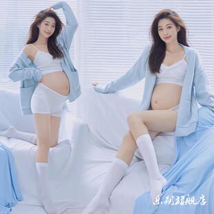 影楼新款 甜美蕾丝超仙白色吊带裙孕妈咪大肚照写真 韩系孕妇照服装