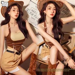 法式复古影楼主题西部牛仔写真服装时尚杂志风个人辣妹艺术照摄影