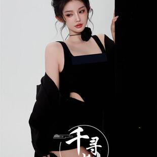 影楼新款高级感主题气质纯欲风黑色西装形象肖像照艺术照写真服装