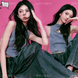 影楼新款闺蜜主题韩系甜酷风西部牛仔写真个性艺术照服装影楼新款