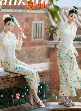 影楼新款小娘惹簪花写真服装甜美少女旅拍西双版纳少数民族风写真