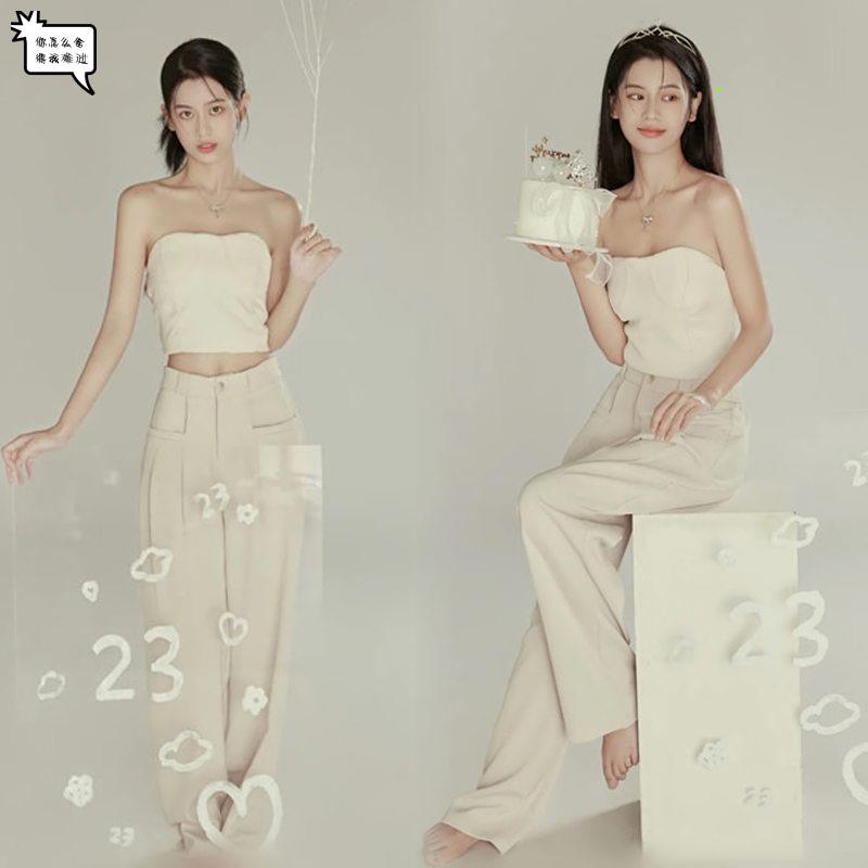 韩系慵懒风甜美少女毛衣影楼新款拍照主题个人艺术照写真摄影服装