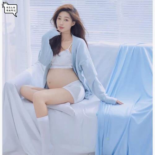 影楼孕妇写真服装黑色性感仙气儿唯美摄影时尚孕妇拍照抹胸纱裙影