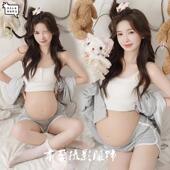 影楼主题新款 韩系甜美风可盐可甜孕妈大肚照衣服在家拍 孕妇照服装