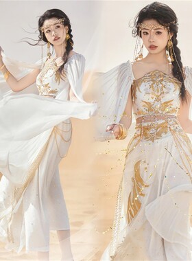 异域敦煌飞天西域公主舞姬白色精灵异域风情网红圣女旅拍超仙套装