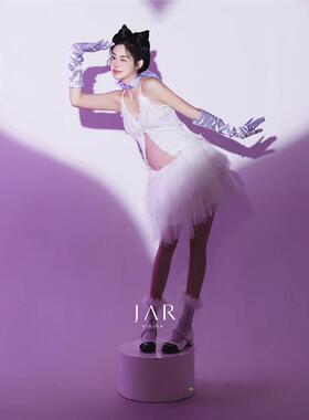 影楼新款孕妇照服装黑色简约性感吊带连衣裙孕妈大肚艺术照写真服