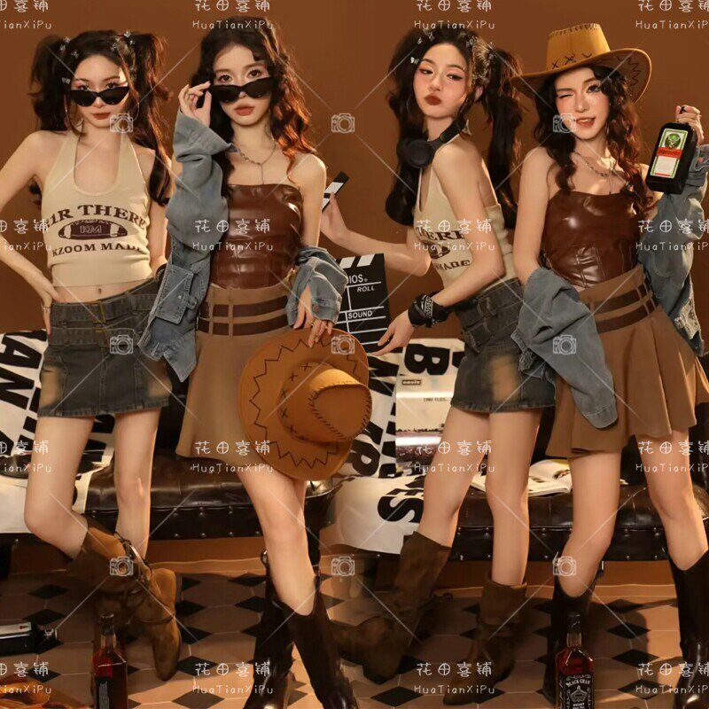 照相馆新款西部牛仔闺蜜写真主题服装美式辣妹姊妹装艺术照摄影服