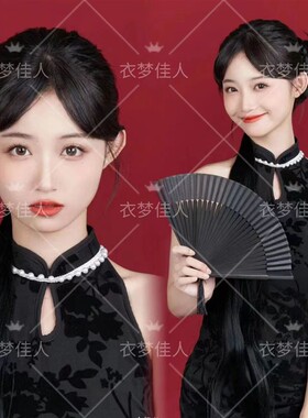 影楼新中式证件照肖像写真主题复古旗袍高级感情侣艺术照摄影服装