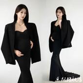 影楼新款 黑色纯欲风高级感御姐风孕妈拍照衣服在家拍 孕妇写真服装