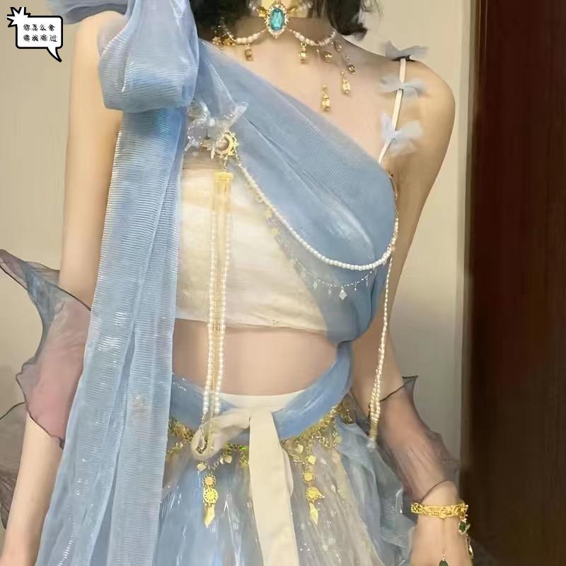 飞天汉服敦煌古风飘逸仙气异域风演出服中国风开衩裙舞女装蹈服倾