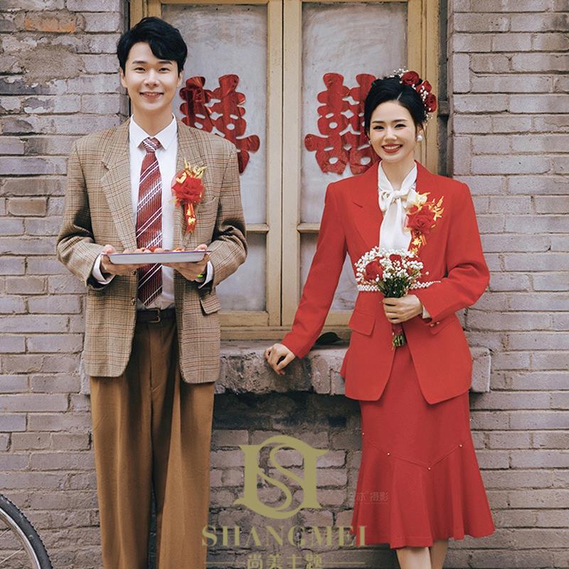 影楼年代感爸妈结婚照风格家有喜事80结婚复古街拍主题摄影服装影