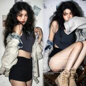 影楼个人形象情绪拍照主题纯欲高级感少女黑色皮草艺术照写真服装