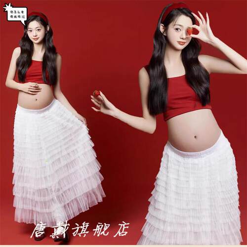 影楼孕妇摄影服装新款唯美白色连体裙妈咪大肚照艺术照孕妇照服装
