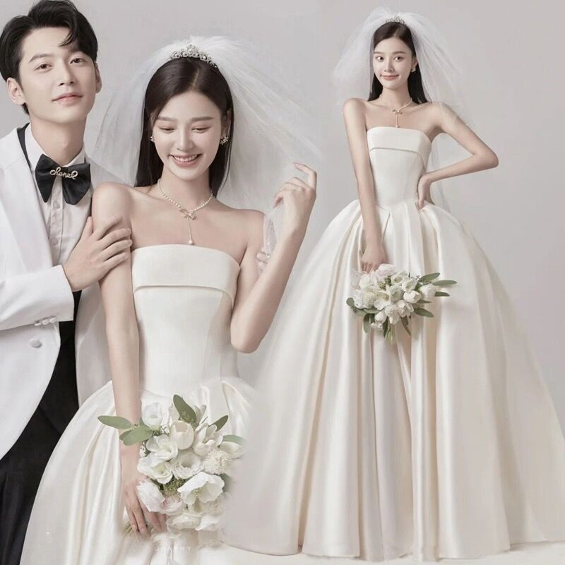 法式吊带轻婚纱简约性感露背订婚连衣裙森系超仙外景旅拍礼服日常