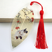 叶脉书签中国风古典国画花鸟图简约文艺小清新可爱书签礼品纪念品