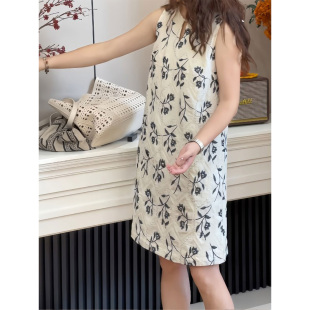 胖mm宽松遮胯 3122 大码 新款 小个子短裙 花朵刺绣背心连衣裙女夏季