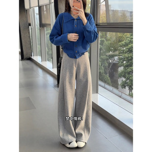 浅灰色阔腿裤 胖mm慵懒风显瘦休闲裤 女秋季 大码 新款 10002