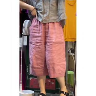 亚麻休闲哈伦裤 女夏季 薄款 七分奶奶裤 大码 2975 胖mm高腰阔腿裤