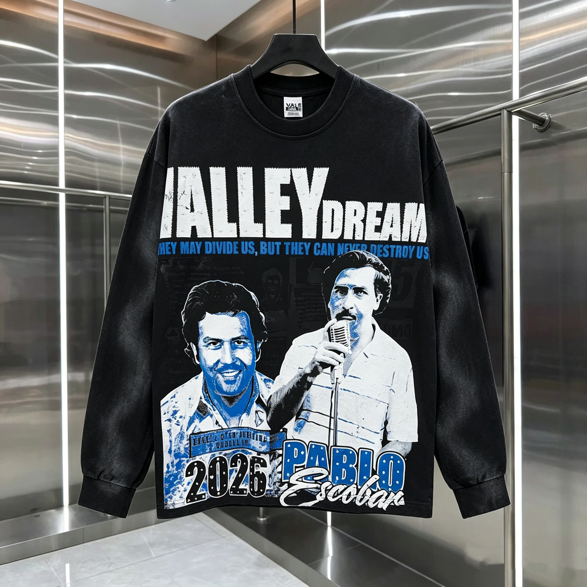 Valley Dreams美式复古Vintage人像印花长袖te宽松男女街头打底衫图片