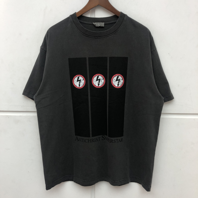 fog侃爷风格VTG闪电曼森短袖Vintage水洗做旧复古高街嘻哈T恤潮T