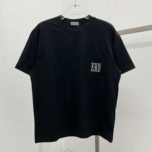 ERD犹豫的富二代胸前口袋字母刺绣男女短T宽松休闲短袖vibe风T恤