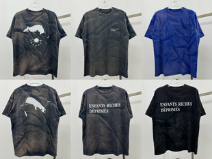 ERD忧郁的富二代口袋LOGO标语美式潮牌短袖vtg高街扎染复古夏T恤