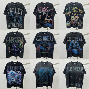 T恤男女宽松复古vintage半袖 ValeForever美式 街头风烫钻印花短袖
