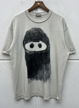 ADF ARNODEFRANCE潮牌夏季复古水墨蒙脸人像面罩印花短袖T恤男女