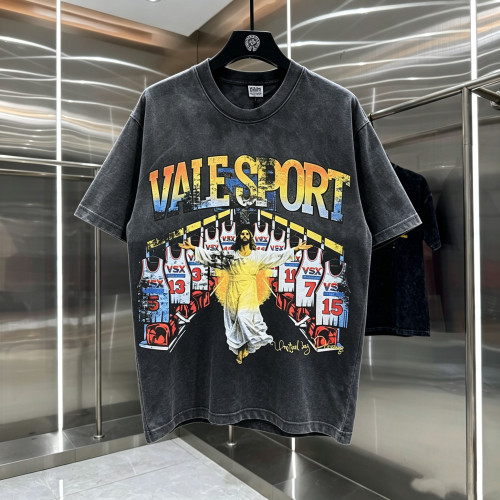 Vale Sport美式复古篮球人像印花短袖T恤高街水洗做旧宽松潮男女T