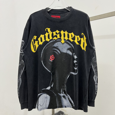 Godspeed外星金属人像男长袖T恤