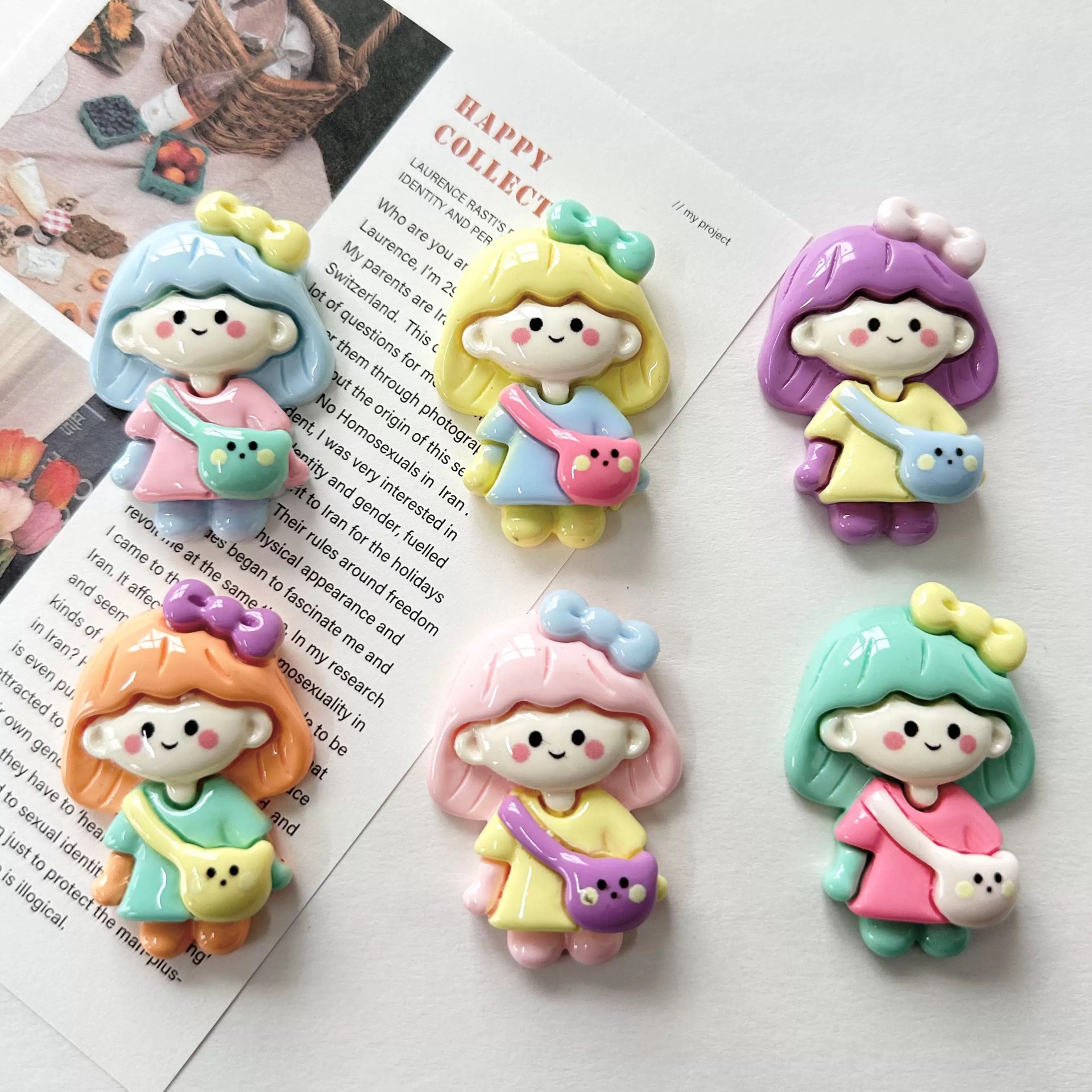 可爱卡通背包女孩少女心冰箱贴立体磁贴创意冰箱装饰磁吸磁性贴