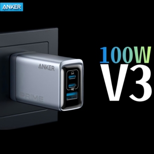 Anker安克Prime新款V3快充100W充电器typec折叠插头PD快充适用苹果17p安卓华为手机充电器iPad笔记本充电插头