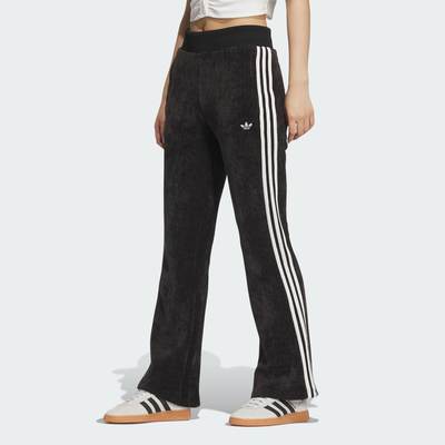 Adidas三叶草女TRACK JOGGERS 复古丝绒微喇运动裤JN1648