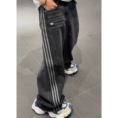 Adidas/阿迪达斯JOGGERS 女子牛仔阔腿运动直筒裤休闲裤JX6865