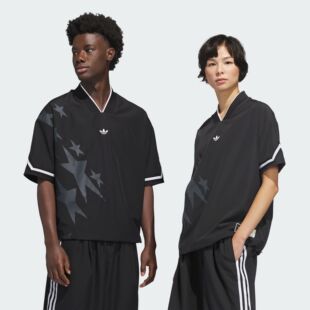 Adidas阿迪达斯情侣款休闲文化印花热身宽松短袖V领球衣KC3569