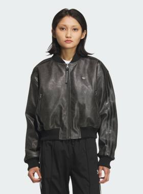 ADIDAS阿迪达斯女子WJ PU PAD W 复古保暖运动皮夹克棉服KC2656