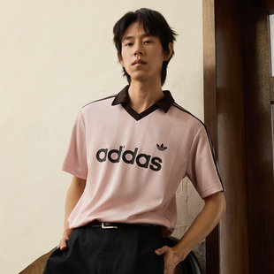 Adidas阿迪达斯三叶草男JSY 球衣风休闲运动短袖V领T恤KE3580